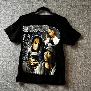 Snoop Dogg Photo Collage Black Graphic T-Shirt 17x24 Hip Hop Rap Tee
